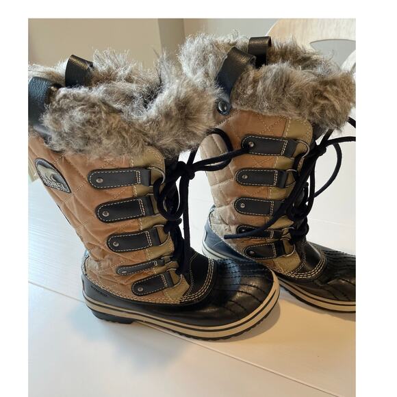 Sorel Boots Women's Size 6 Tofino Faux Fur Lined Mid-Calf Waterproof Tan Black - Picture 5 of 13